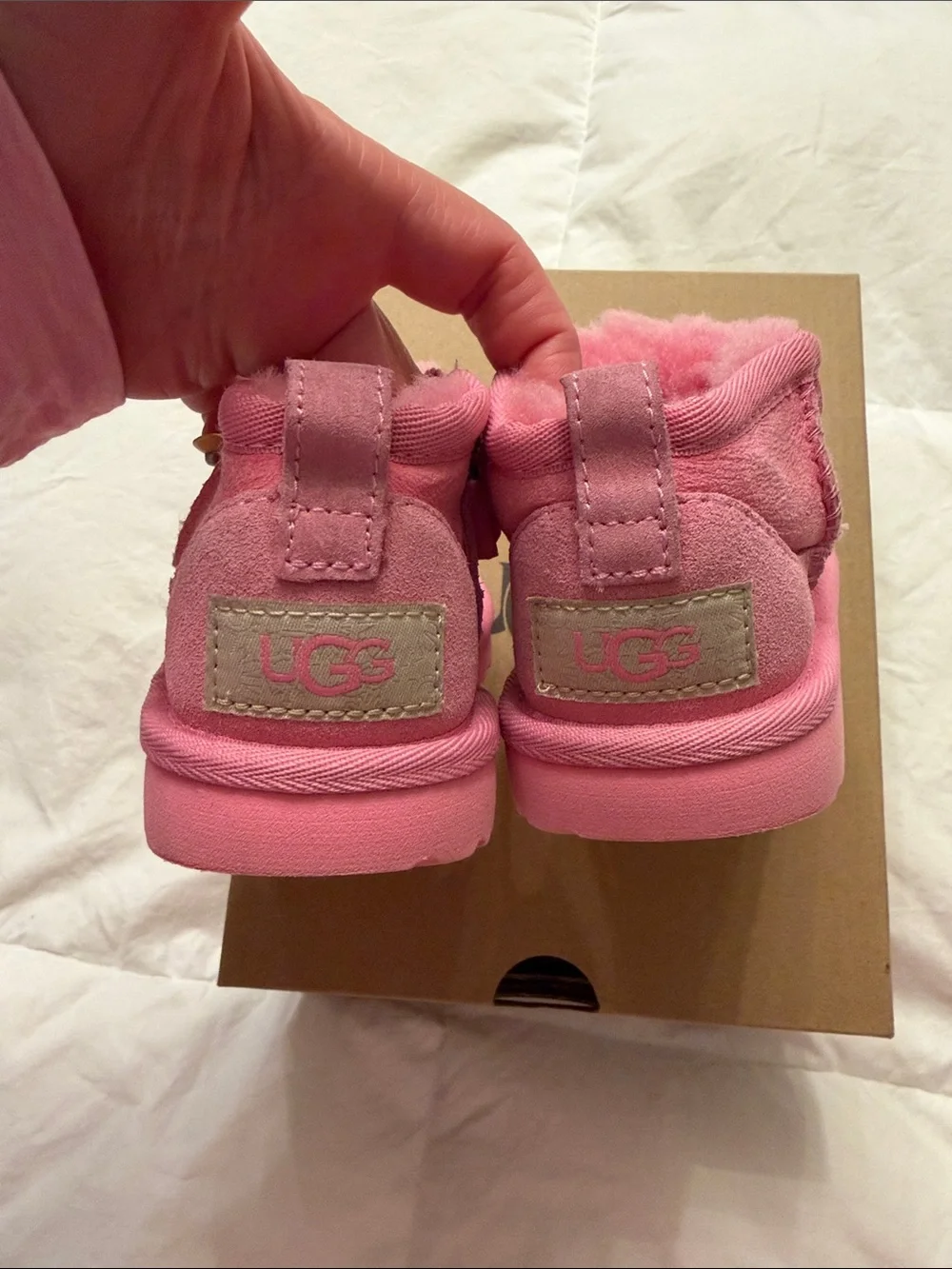 UGG Kids Pink Zip-Up Sheepskin Ankle Boots Size 8